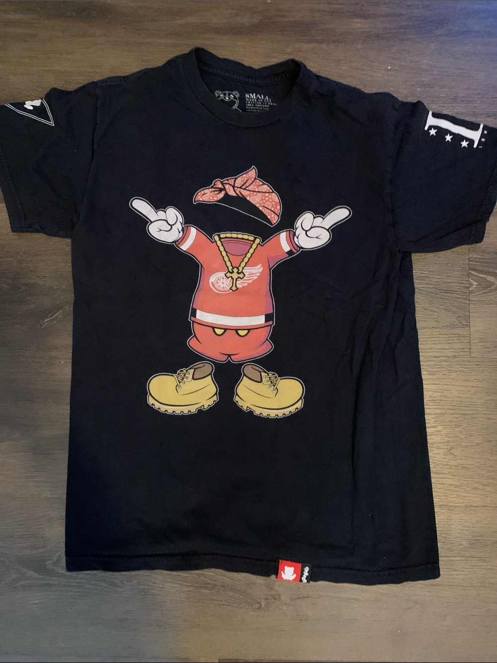 & Other Stories Black Tee with Red Character and Yellow Boots
